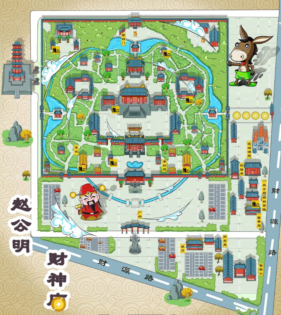 乌烈镇寺庙类手绘地图